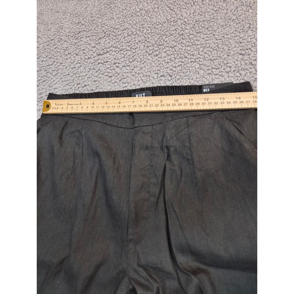 NWT KUT Linen Pants Women's Size M Black Wide Leg High Rise Trouser (1355) - Picture 4 of 13